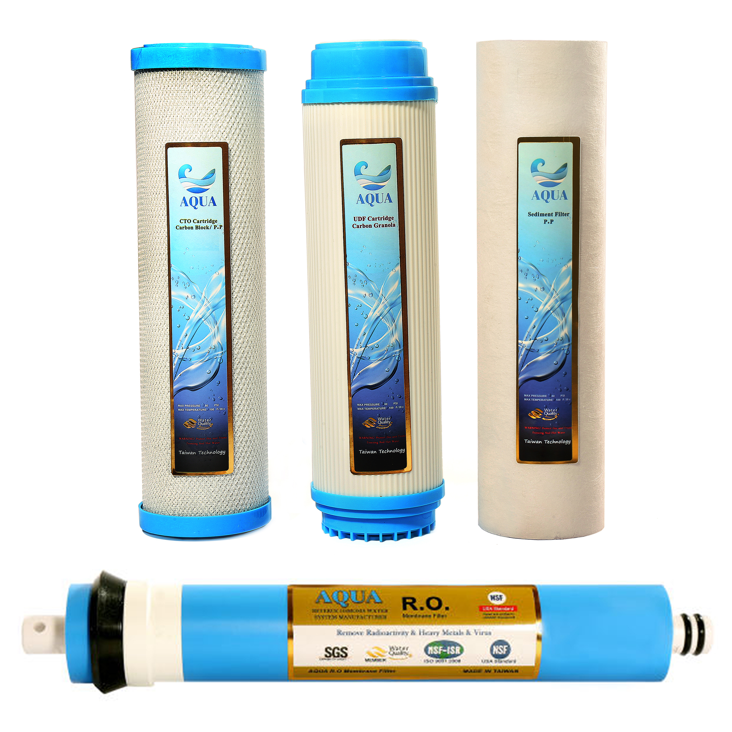 Aqua 3S-plus-RO home water filter periodic replacement pack, set of 4 pcs