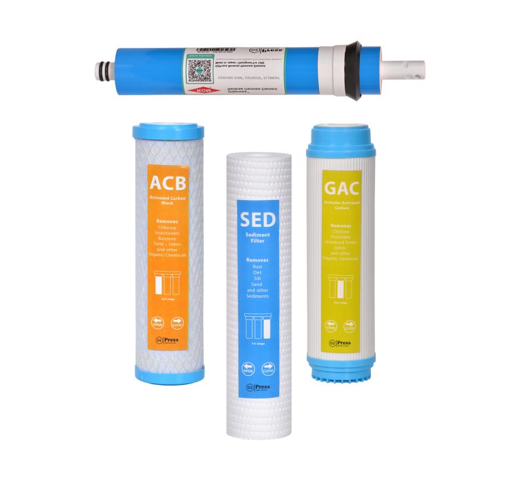 O2Press 3S-plus-RO home water filter periodic replacement pack model OP-4FP-R, set of 4 pcs
