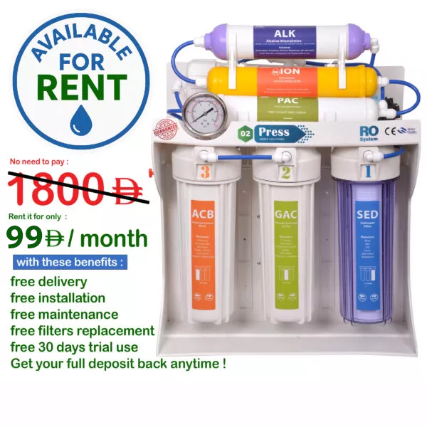 Only 99 AED Monthly Rent for O2Press Alkaline Water Purifier and 499 AED Full Refundable Deposit in Dubai – 8 Stage | Say Goodbye to Bottled Water Forever